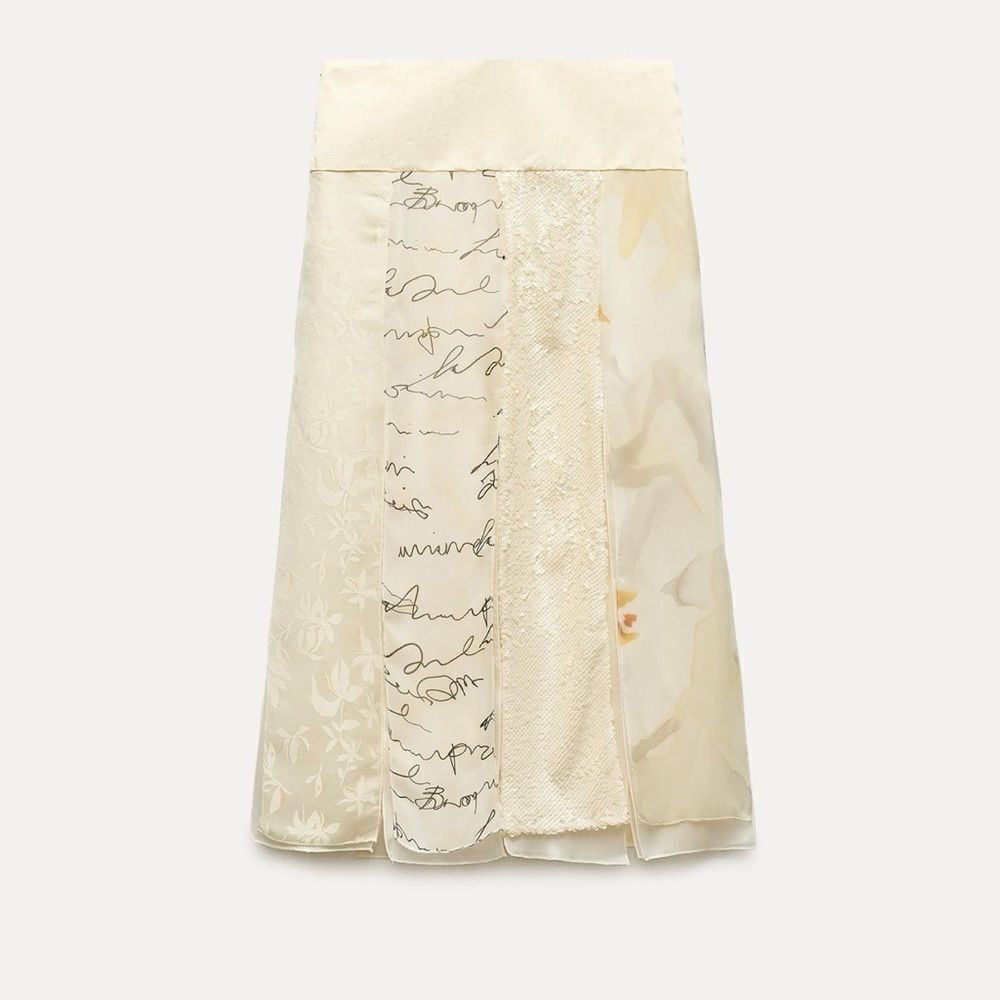 Zara limited edition patchwork midi skirt NWT - Picture 6 of 8